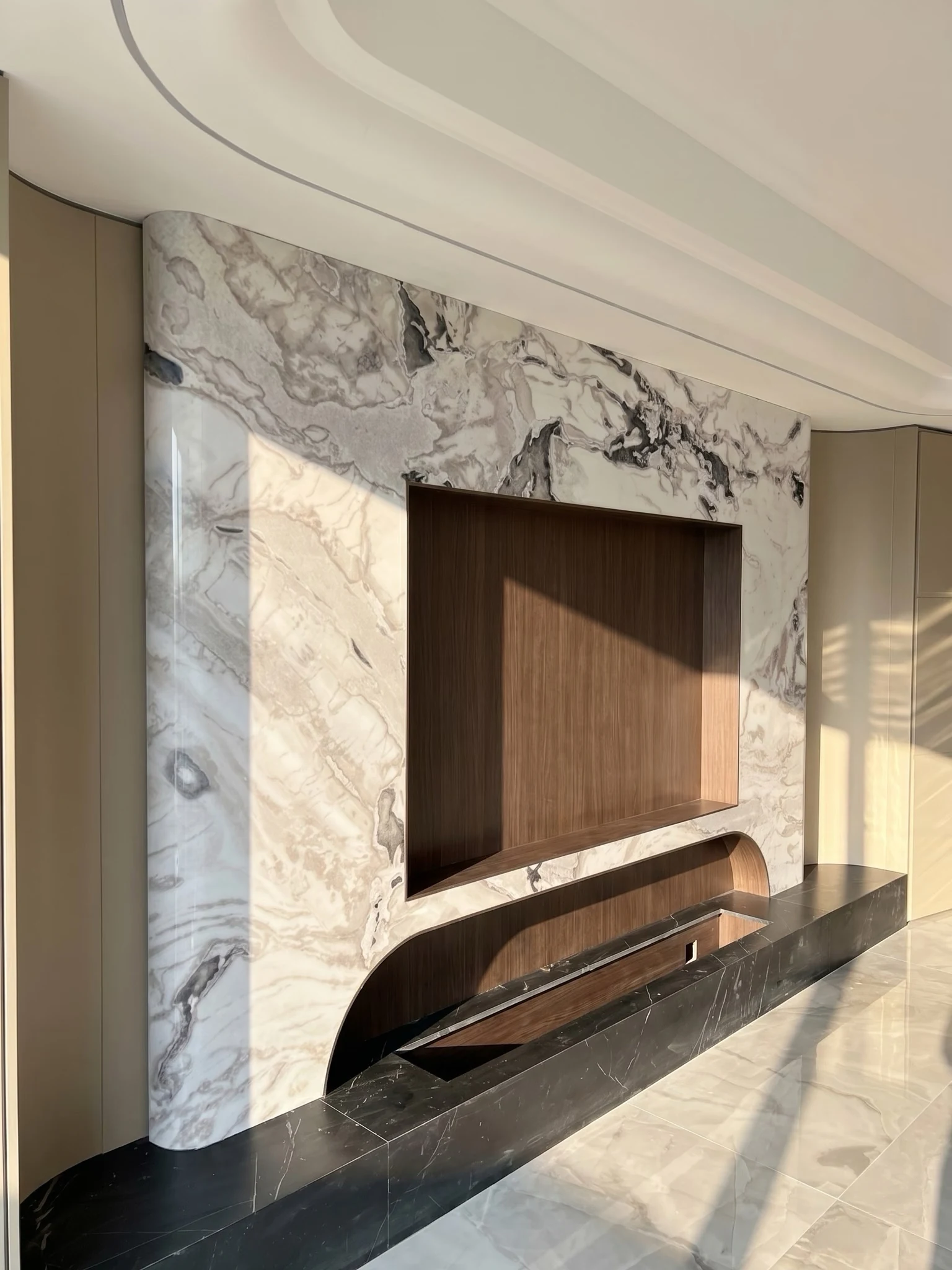 Living space with a considered feature wall