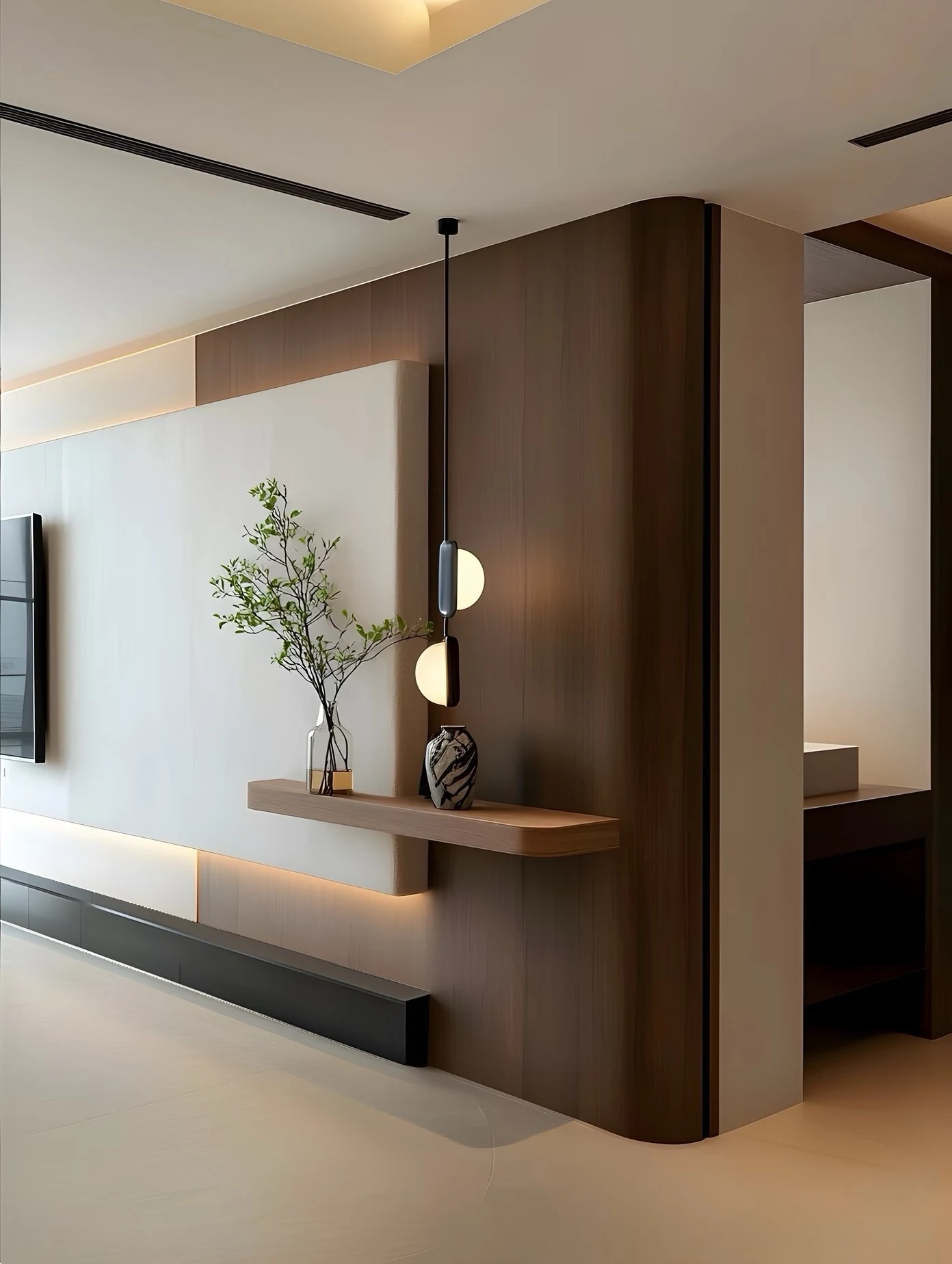 Living space with a considered feature wall