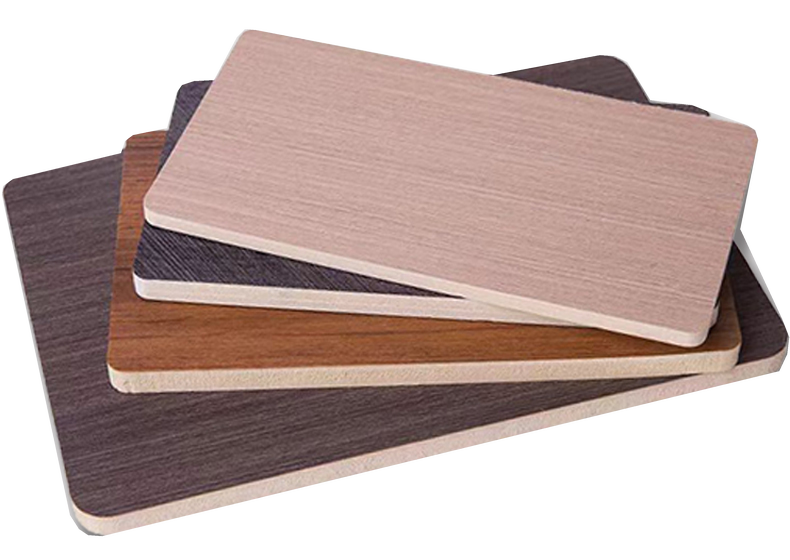 Wood-grain sample faces and light-coloured edges